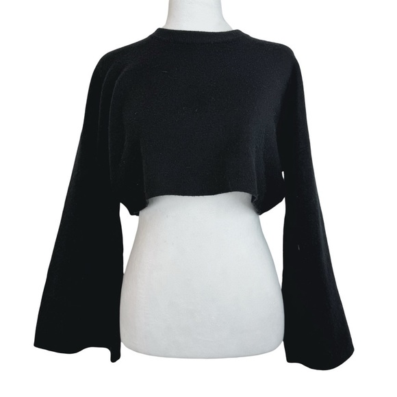 Zara Sweaters - ZARA Knit Women's Designer Black Cropped Sweater Wide Kimono Sleeves Stretchy S